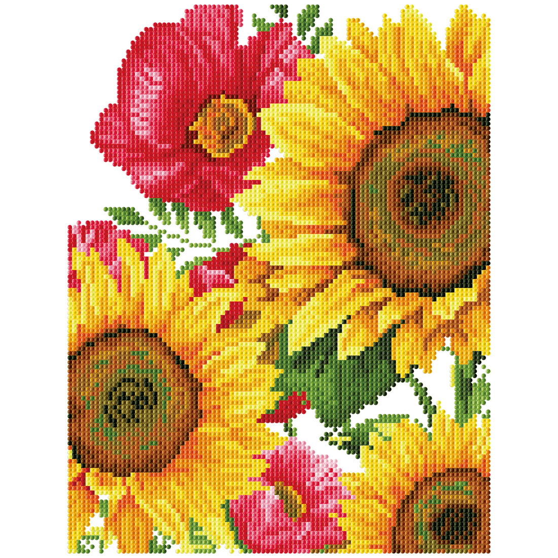 COQUELICOTS ET TOURNESOLS (13.6" x 10.5" - 35cm x 27cm) DIAMOND DOTZ