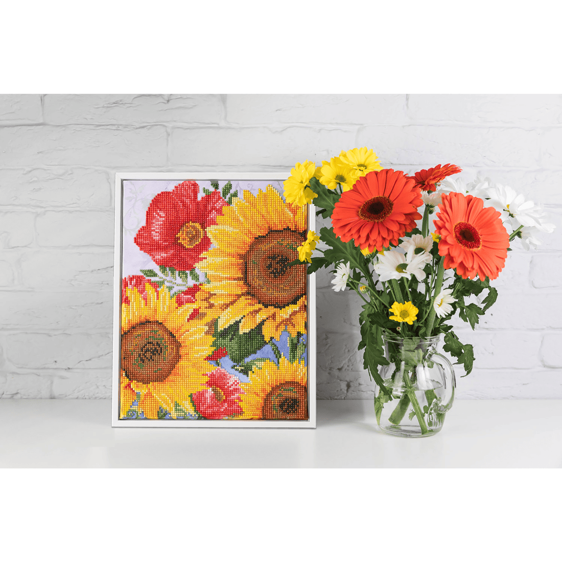 COQUELICOTS ET TOURNESOLS (13.6" x 10.5" - 35cm x 27cm) DIAMOND DOTZ