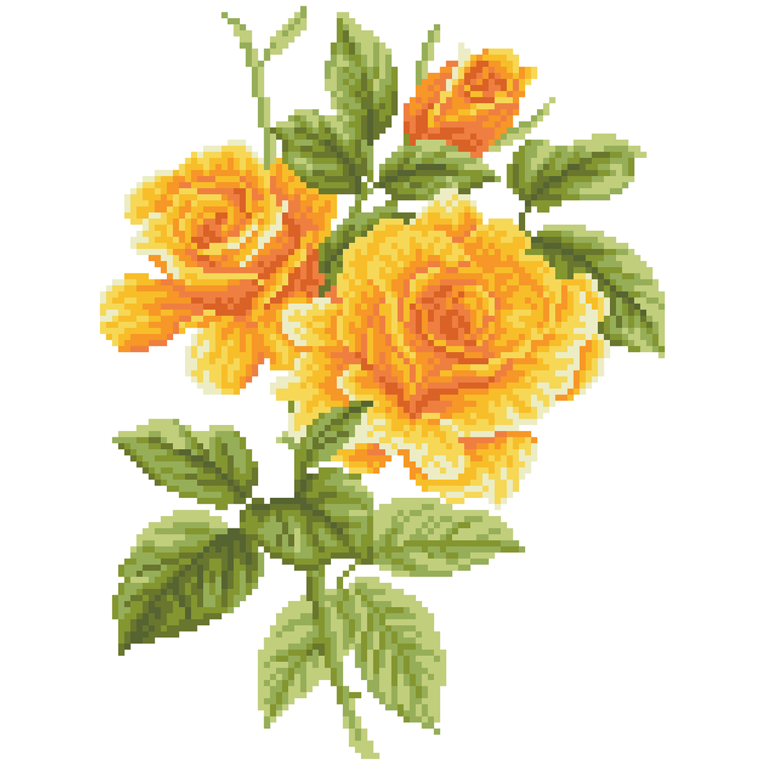 Bouquet de roses jaunes (14,2 X 11 - 36Cm X 28Cm) DIAMOND DOTZ