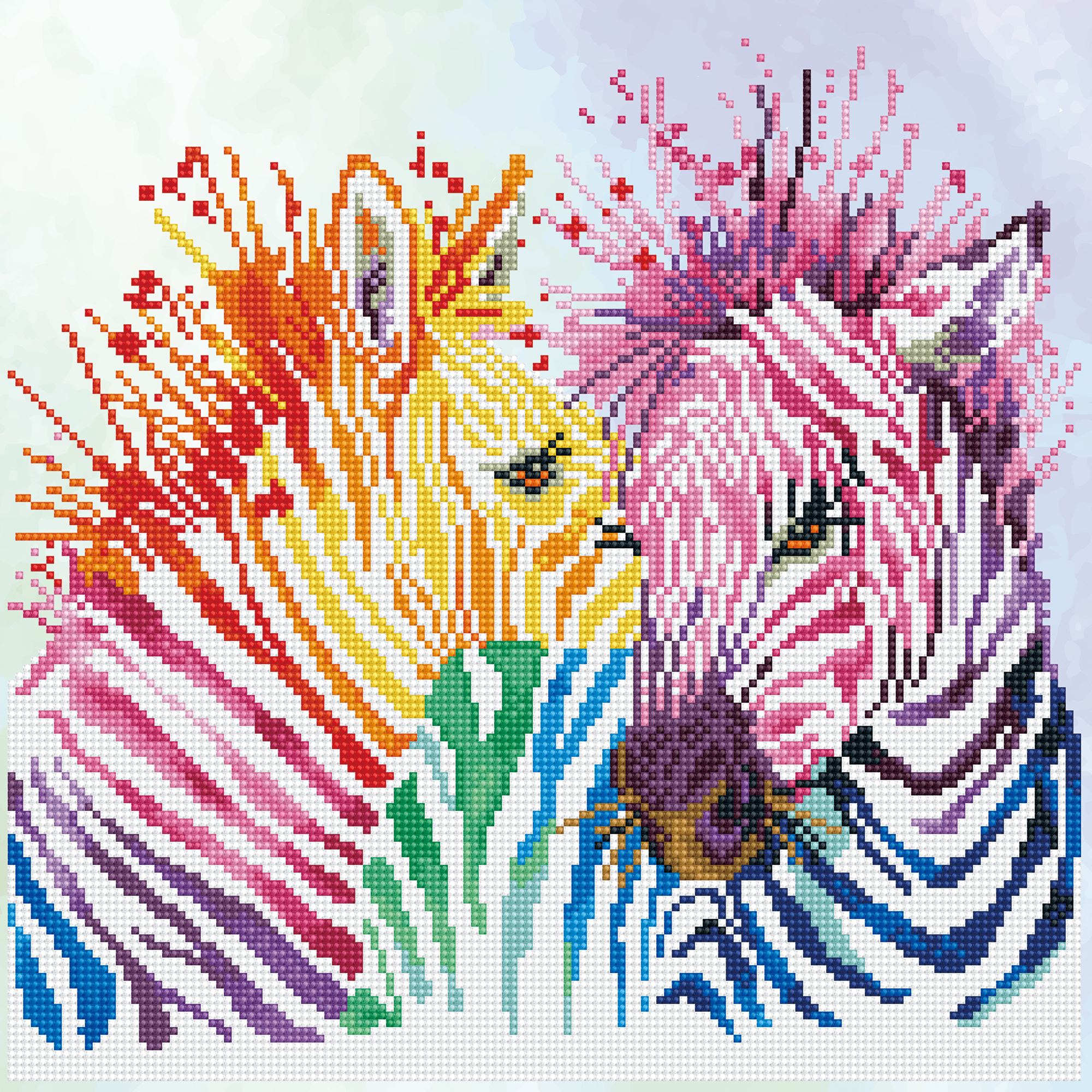Rainbow Zebras 48x48 DIAMOND DOTZ