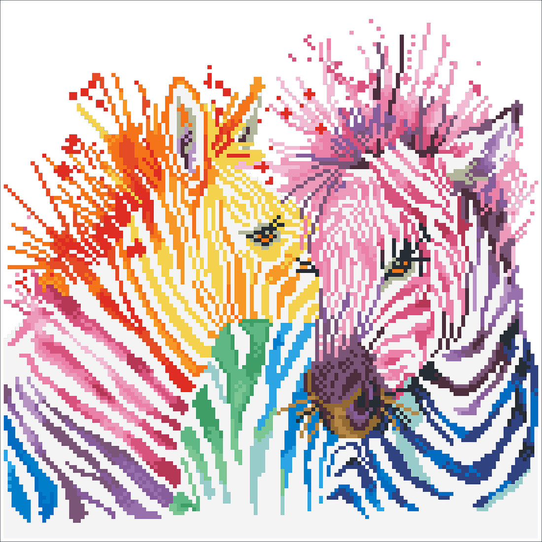 Rainbow Zebras 48x48 DIAMOND DOTZ