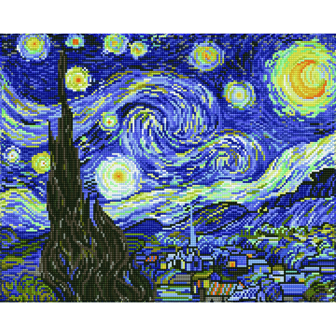 LA NUIT ÉTOILÉE - VAN GOGH (16" x 20" - 40,6cm x 50,8cm) DIAMOND DOTZ