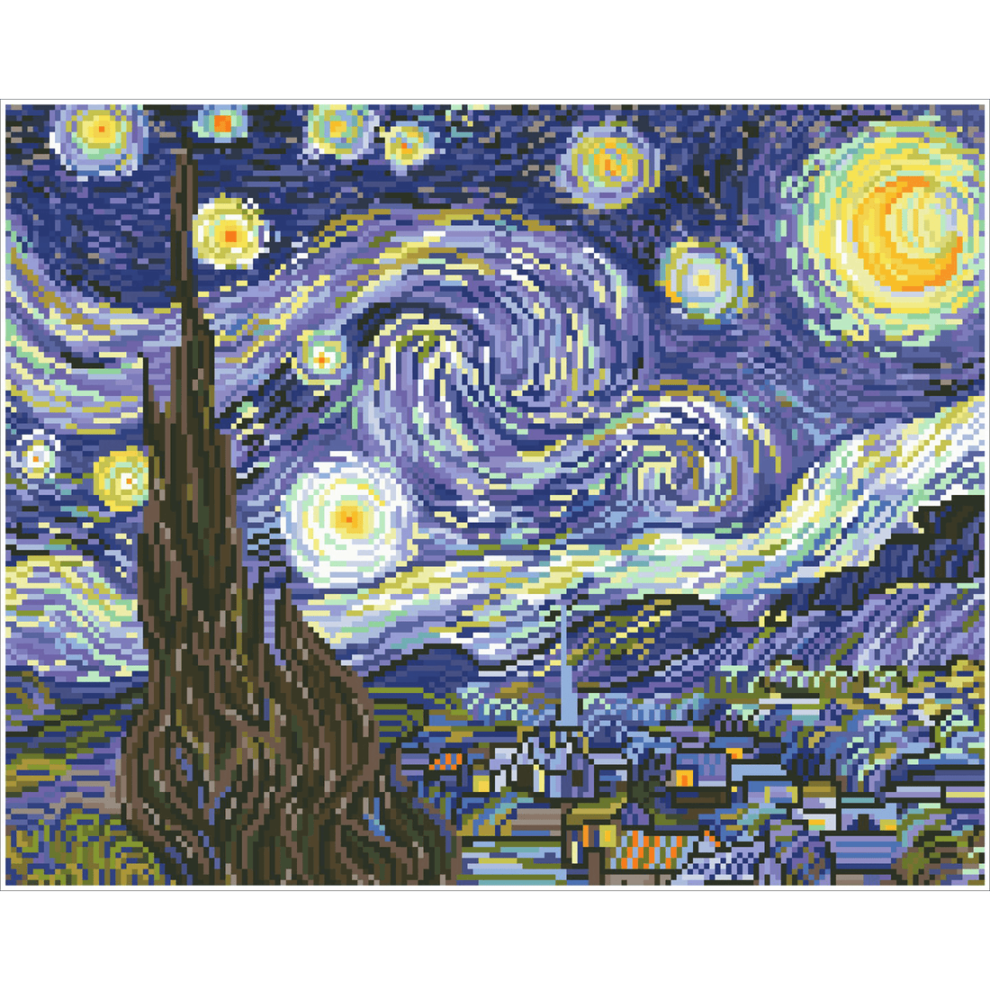 LA NUIT ÉTOILÉE - VAN GOGH (16" x 20" - 40,6cm x 50,8cm) DIAMOND DOTZ