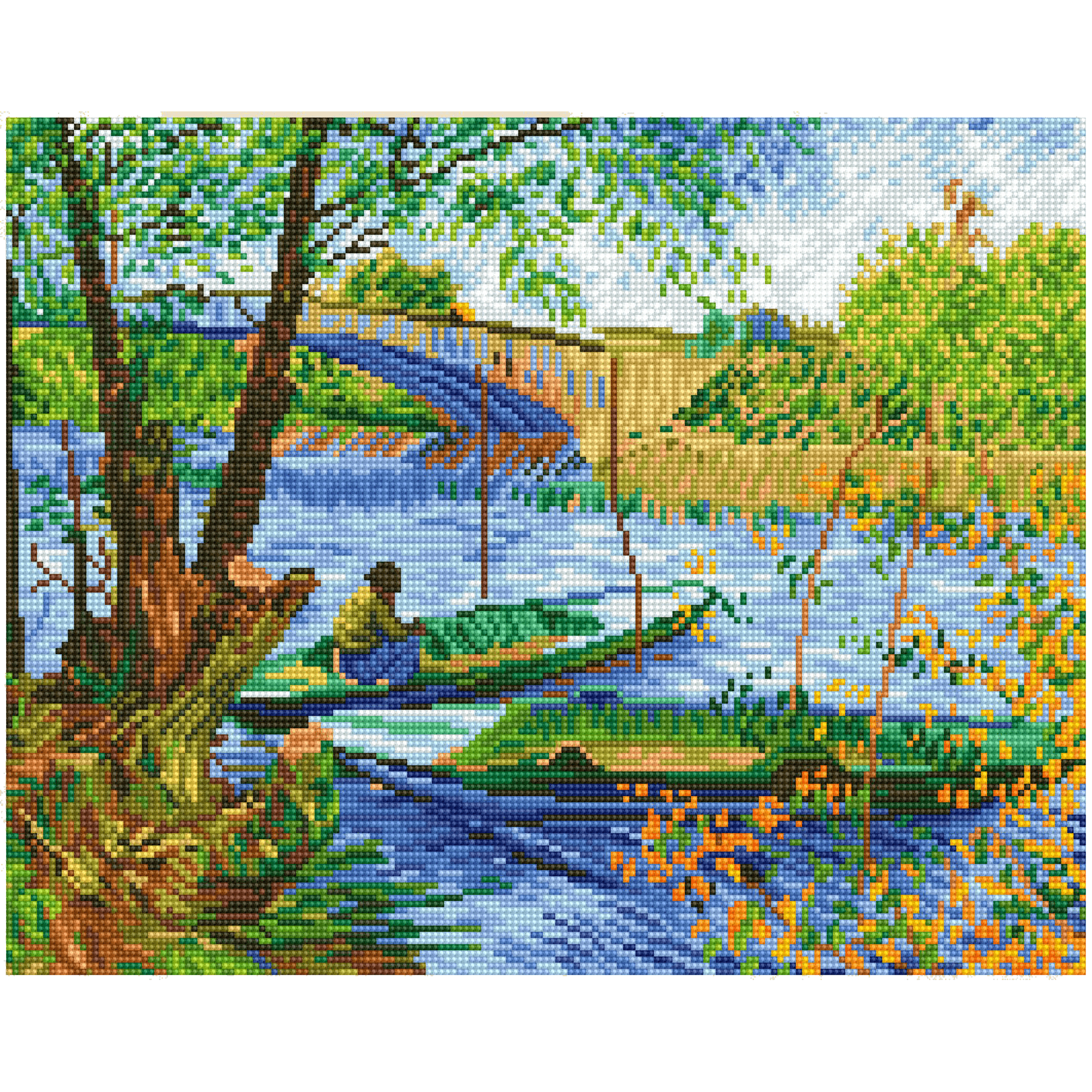Fishing in Spring (Van Gogh) 58x48 DIAMOND DOTZ