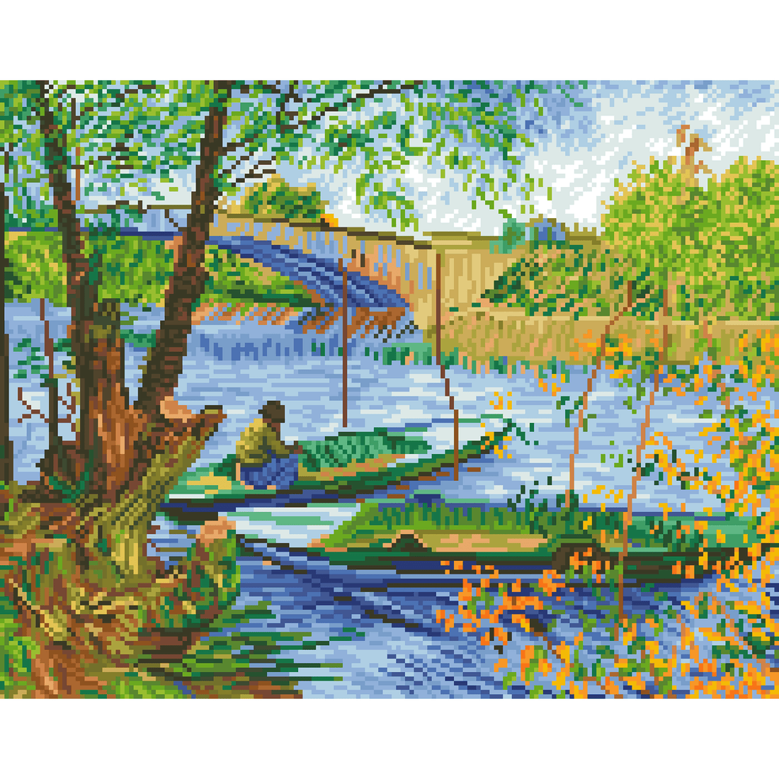 Fishing in Spring (Van Gogh) 58x48 DIAMOND DOTZ