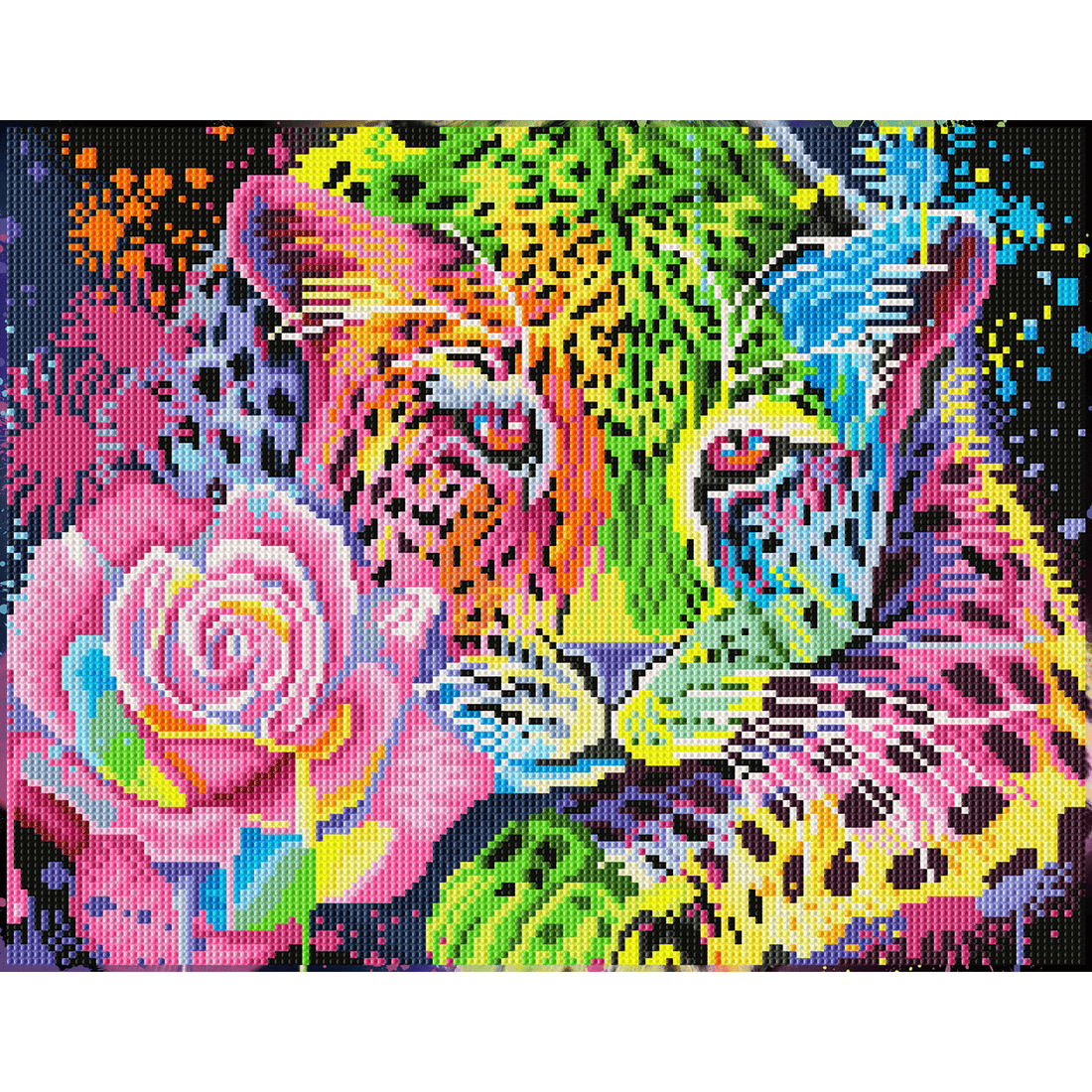 LÉOPARD ARC-EN-CIEL NÉON (13.7" x 17.6" - 35cm x 45cm) DIAMOND DOTZ