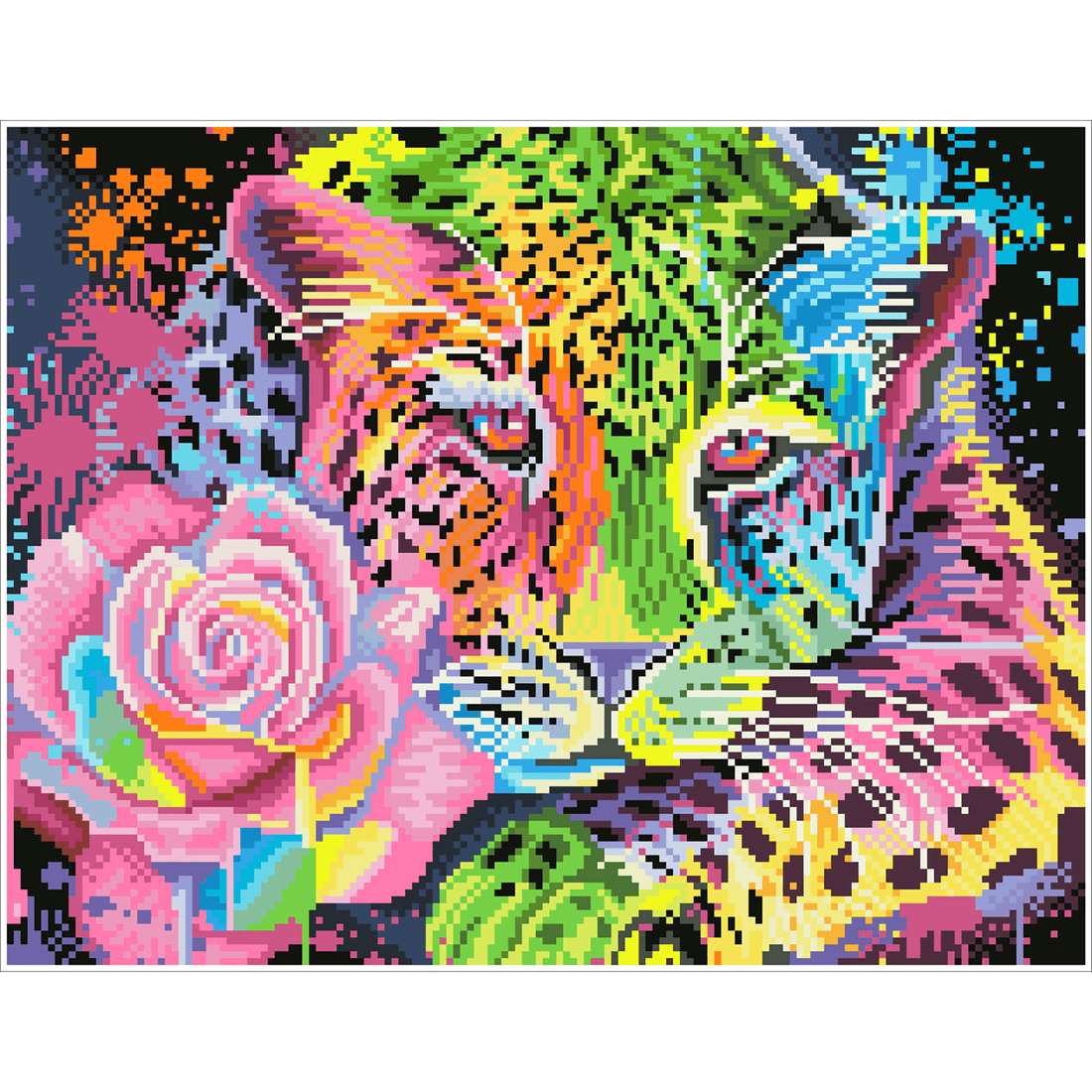 LÉOPARD ARC-EN-CIEL NÉON (13.7" x 17.6" - 35cm x 45cm) DIAMOND DOTZ