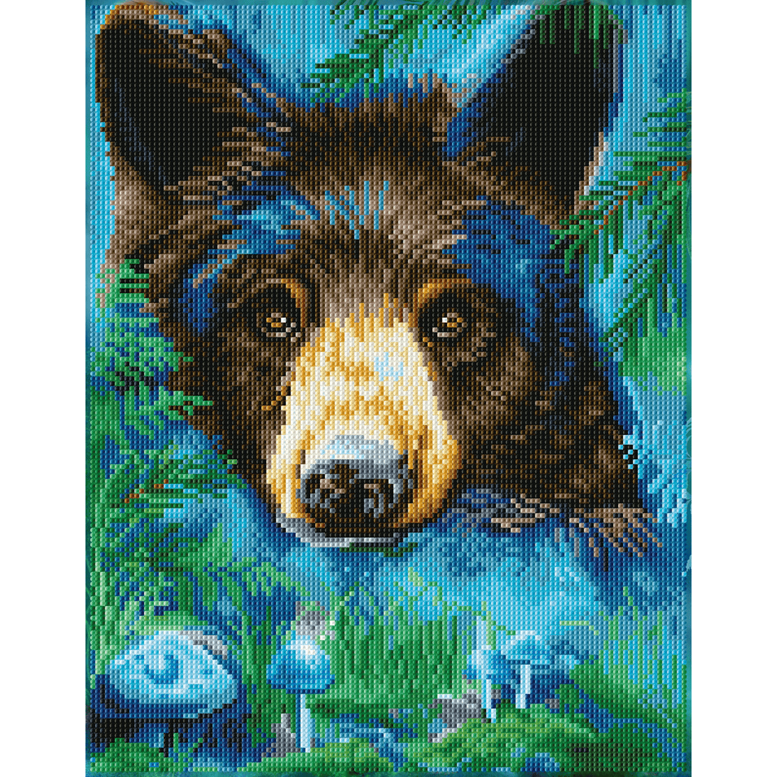 OURS NOIR ET MAGIE DU CLAIR DE LUNE (17.6" x 13.7 - 45cm x 35cm) DIAMOND DOTZ