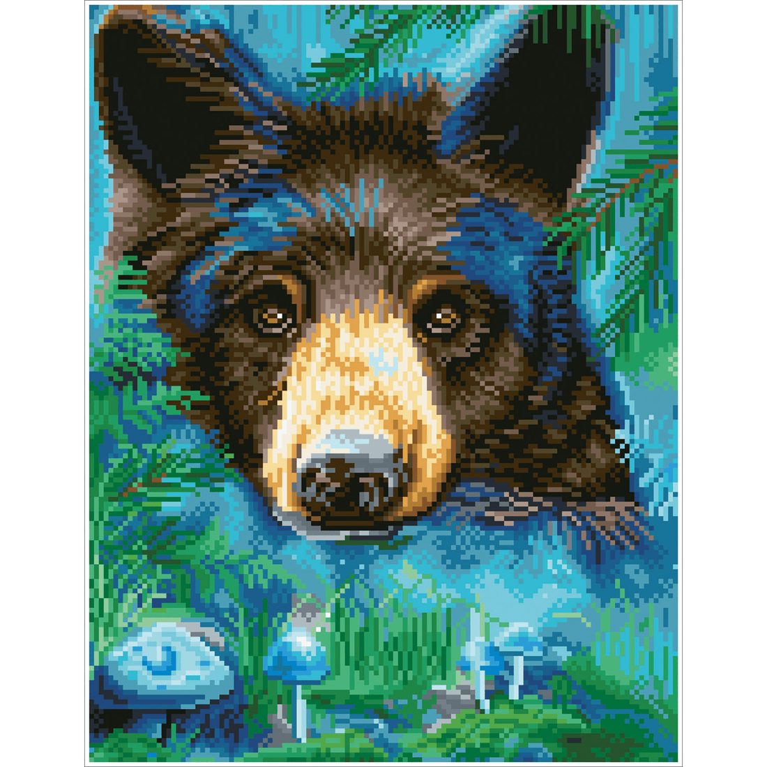 OURS NOIR ET MAGIE DU CLAIR DE LUNE (17.6" x 13.7 - 45cm x 35cm) DIAMOND DOTZ