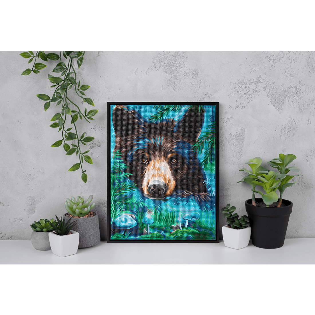 OURS NOIR ET MAGIE DU CLAIR DE LUNE (17.6" x 13.7 - 45cm x 35cm) DIAMOND DOTZ