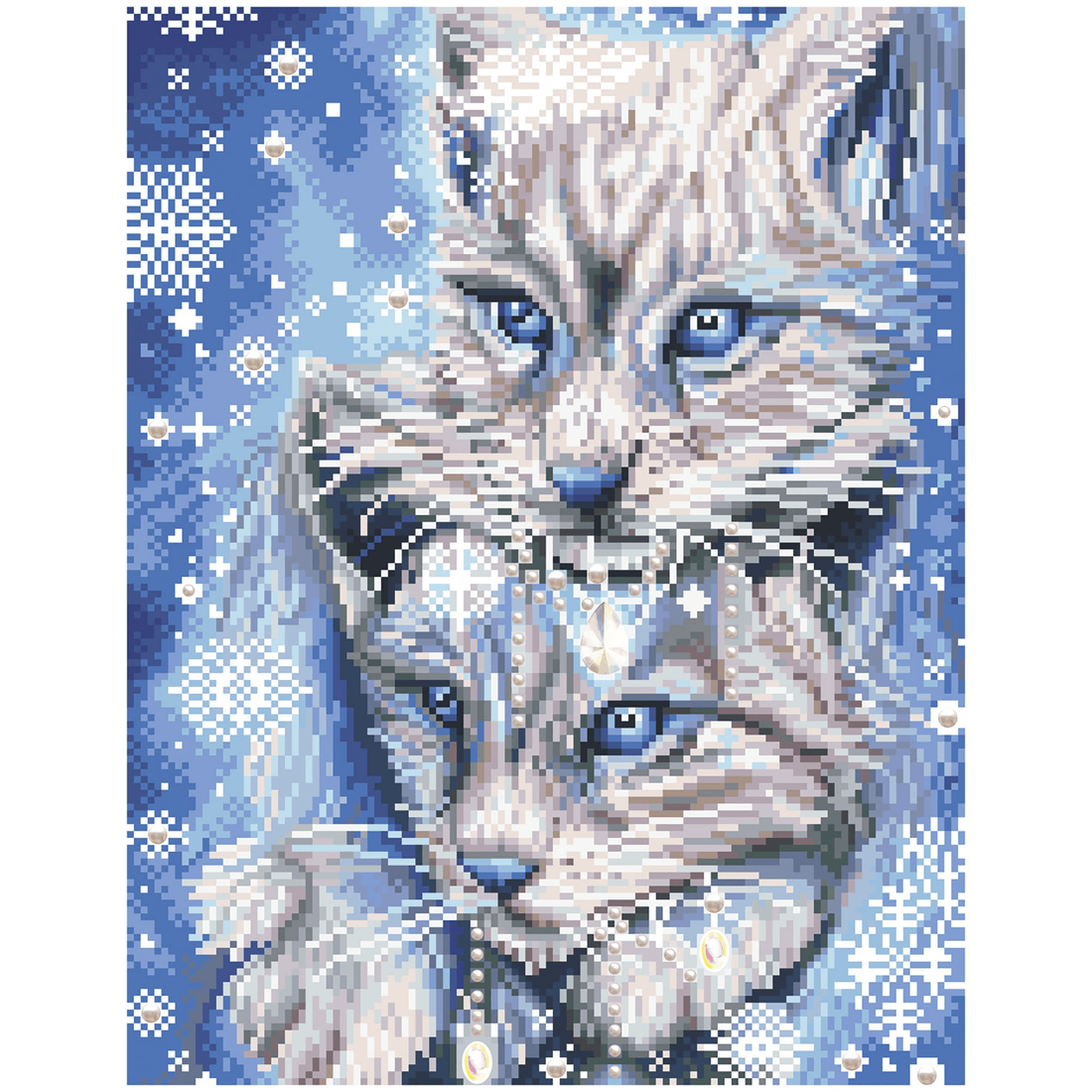 LYNX DE L'HIVER BLEU (17.6 x 13.7 - 45cm x 35cm) DIAMOND DOTZ