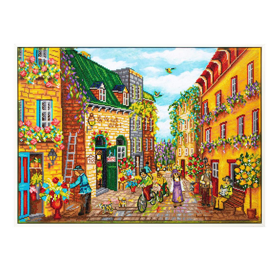 CHRISTINE GENEST - LA RUELLE AUX 1001 FLEURS (28" x 20" - 71cm x 51cm) DIAMOND DOTZ