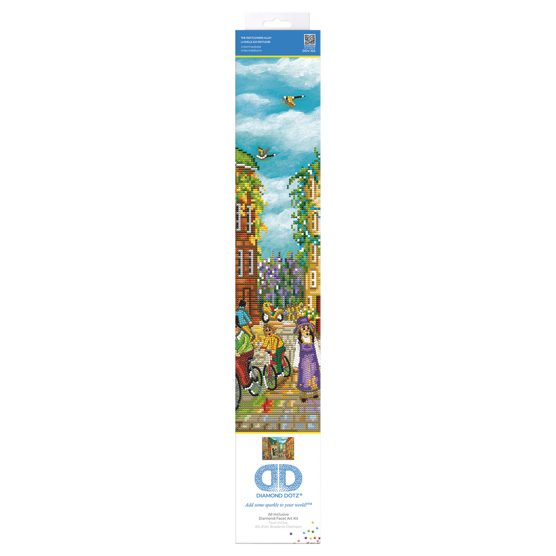CHRISTINE GENEST - LA RUELLE AUX 1001 FLEURS (28" x 20" - 71cm x 51cm) DIAMOND DOTZ