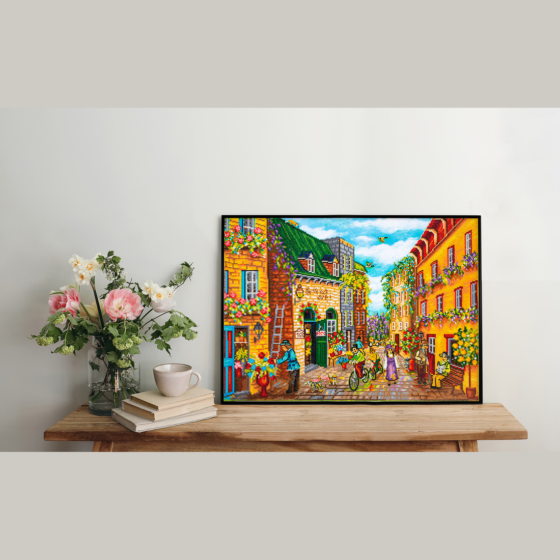 CHRISTINE GENEST - LA RUELLE AUX 1001 FLEURS (28" x 20" - 71cm x 51cm) DIAMOND DOTZ