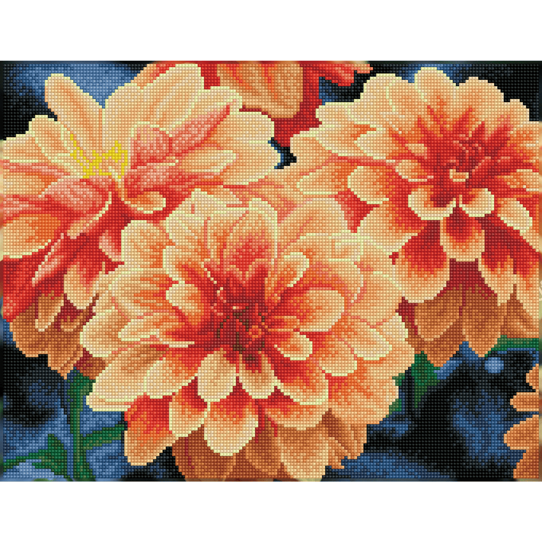 Dahlias Pêche 53X43 DIAMOND DOTZ