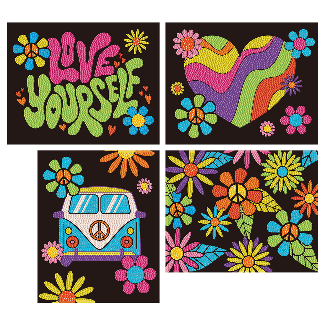 DOTZIES FLOCK - NEON PEACE & LOVE DIAMOND DOTZ