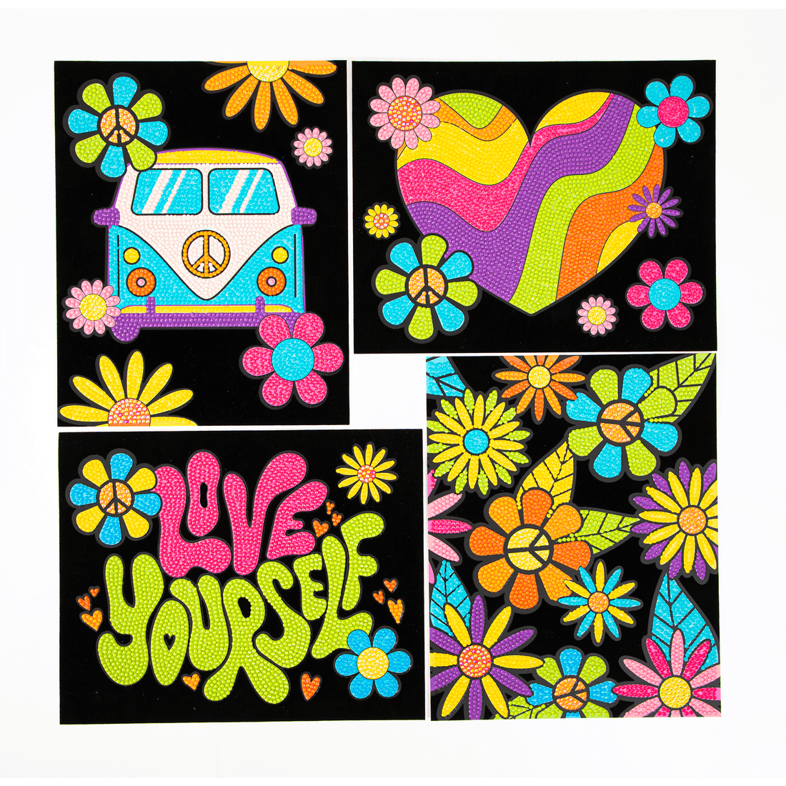 DOTZIES FLOCK - NEON PEACE & LOVE DIAMOND DOTZ