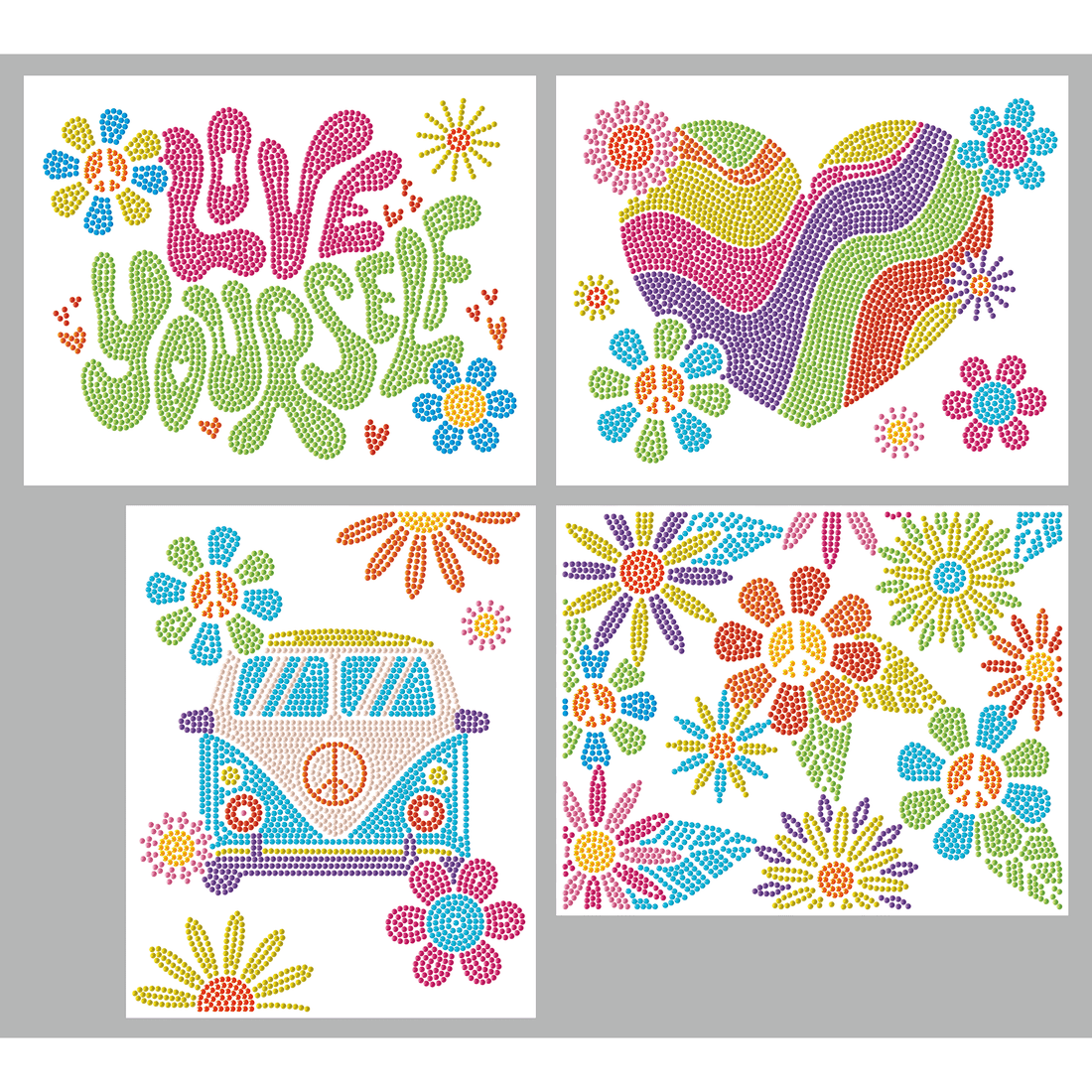 DOTZIES FLOCK - NEON PEACE & LOVE DIAMOND DOTZ