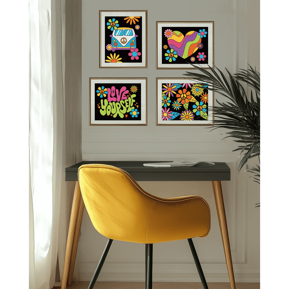 DOTZIES FLOCK - NEON PEACE & LOVE DIAMOND DOTZ