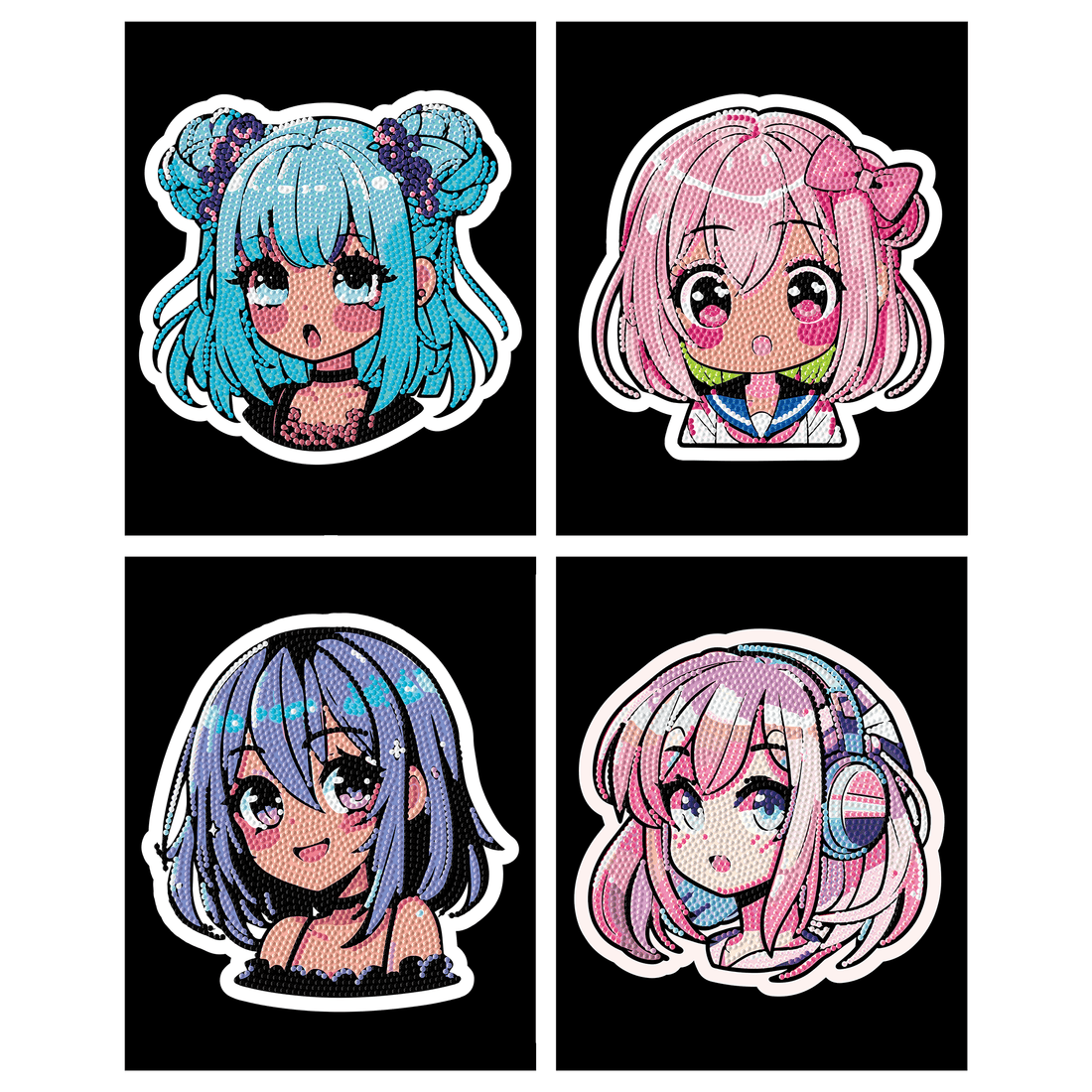 DOTZIES FLOCK - NEON ANIME GIRLS DIAMOND DOTZ
