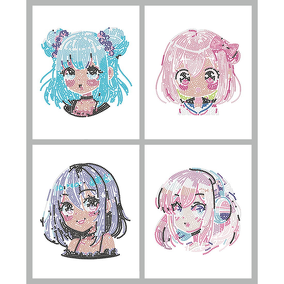 DOTZIES FLOCK - NEON ANIME GIRLS DIAMOND DOTZ