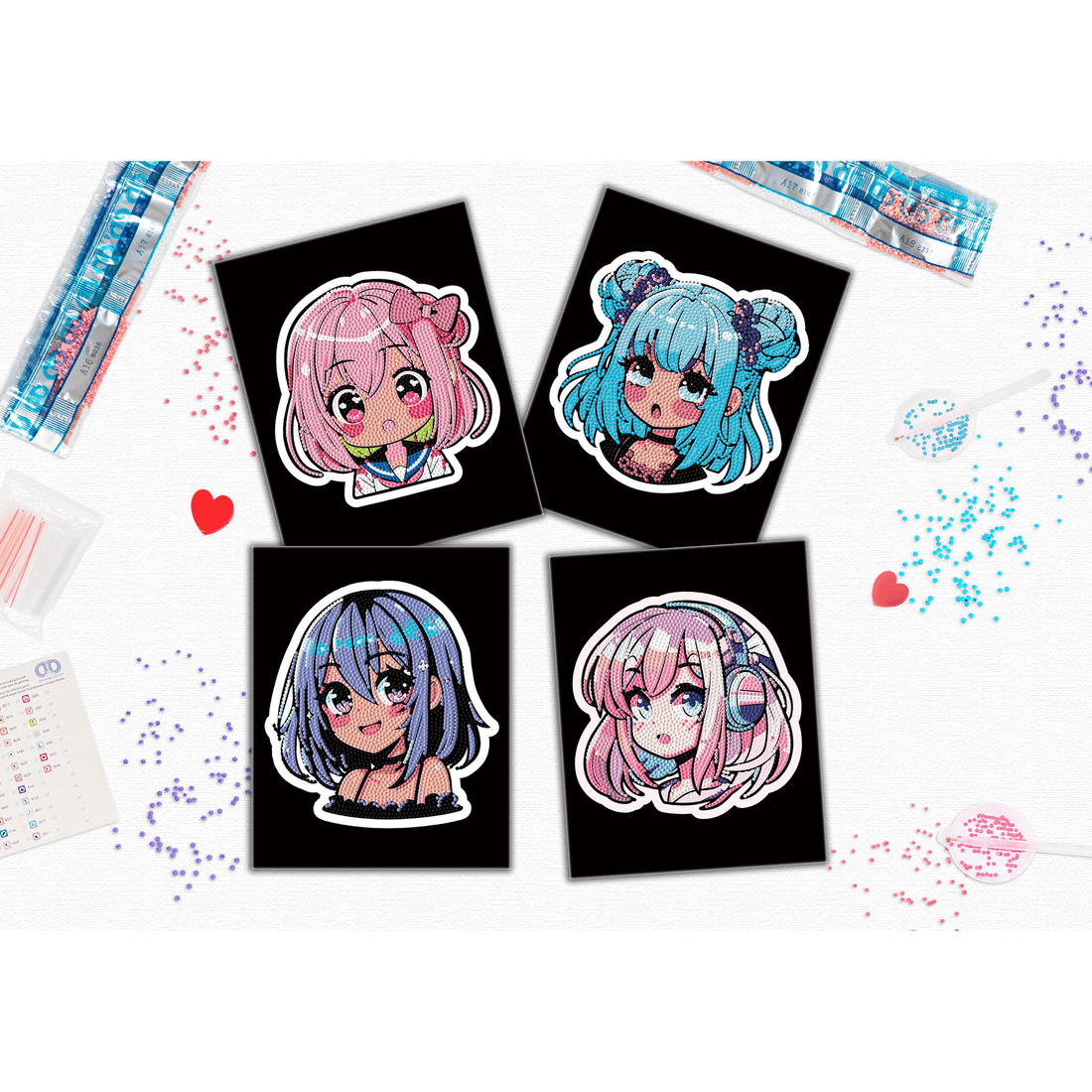 DOTZIES FLOCK - NEON ANIME GIRLS DIAMOND DOTZ