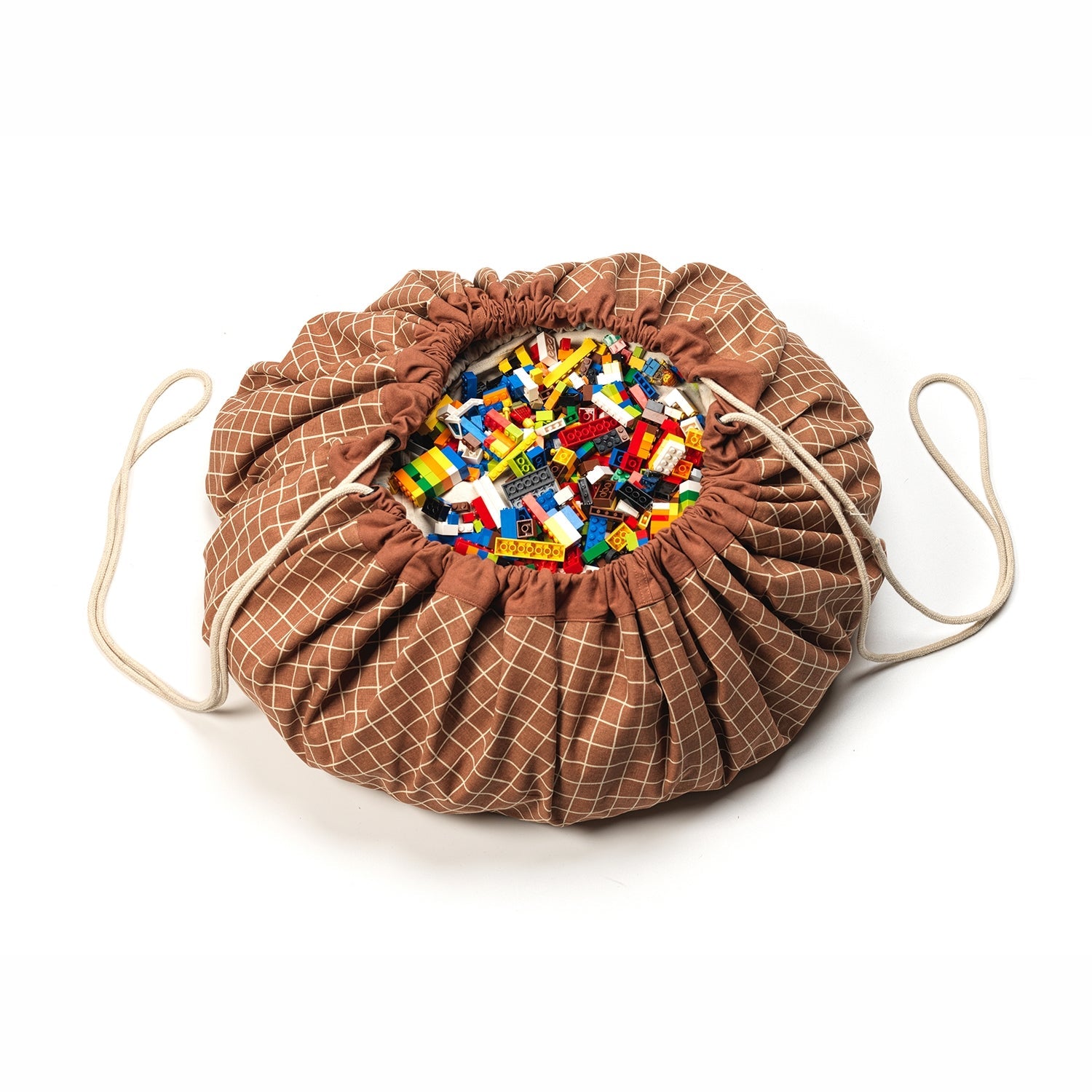 ORGANIQUE : QUADRILLAGE MARRON  - 140 CM PLAY AND GO