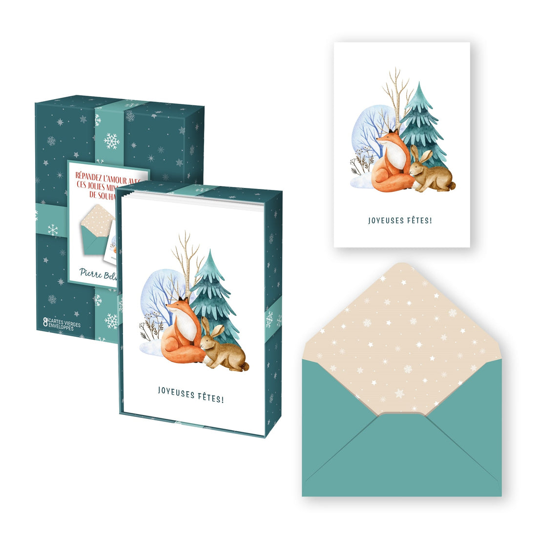 CARTE NOËL MINI ENS./ 8 LAPIN ET RENARD PBI AUTRES
