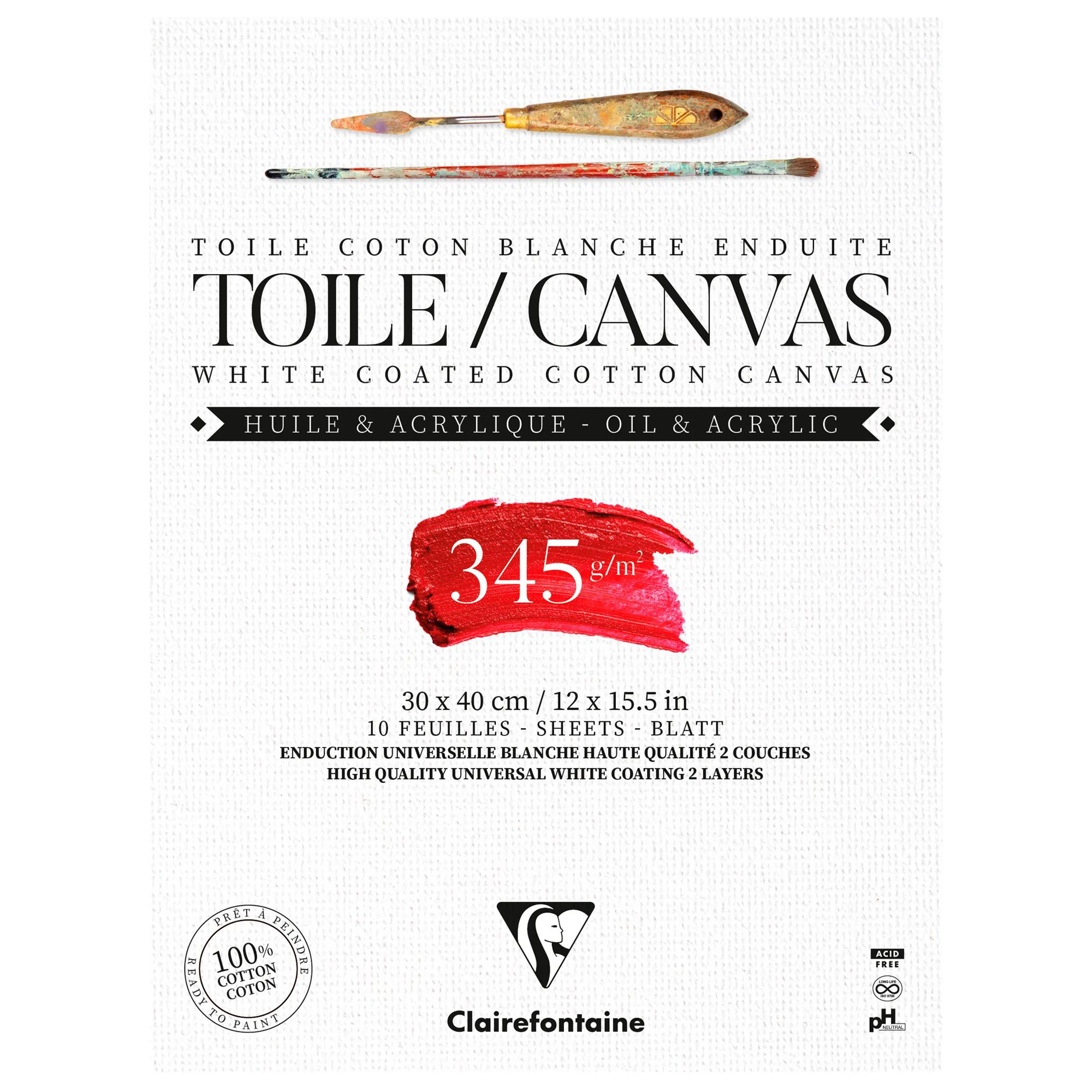 Bloc Toile F. de Lys blanche coton 345g 10F collé tête 30