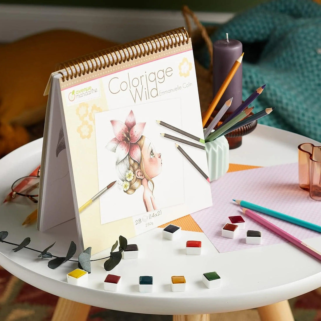 Carnet de coloriage 'Wild 1' - 28 feuilles (14 dessinsx2) - (20x25.5cm) MY MANDARINE