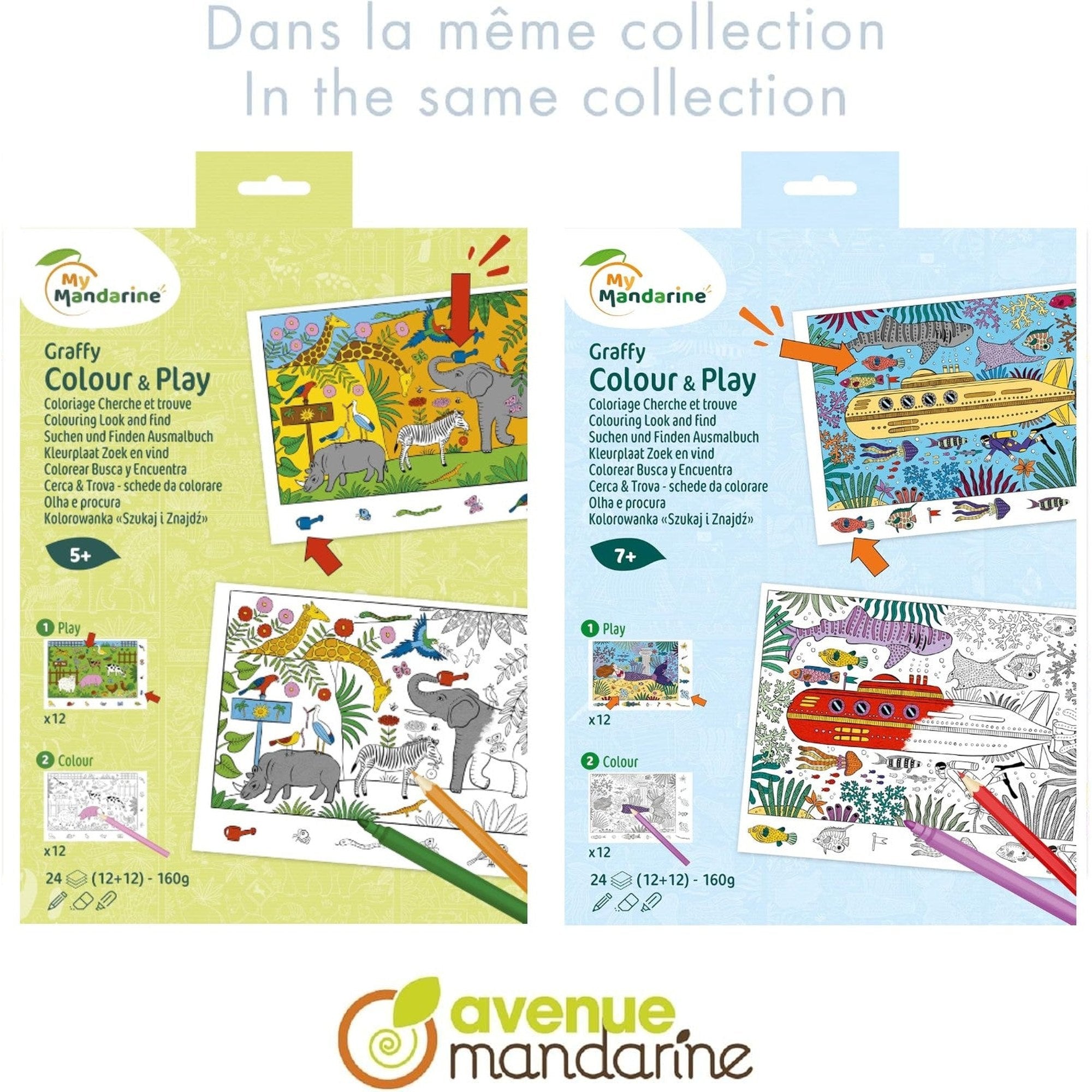 Livre de coloriage A4 Cherche et trouve, Zoo MY MANDARINE