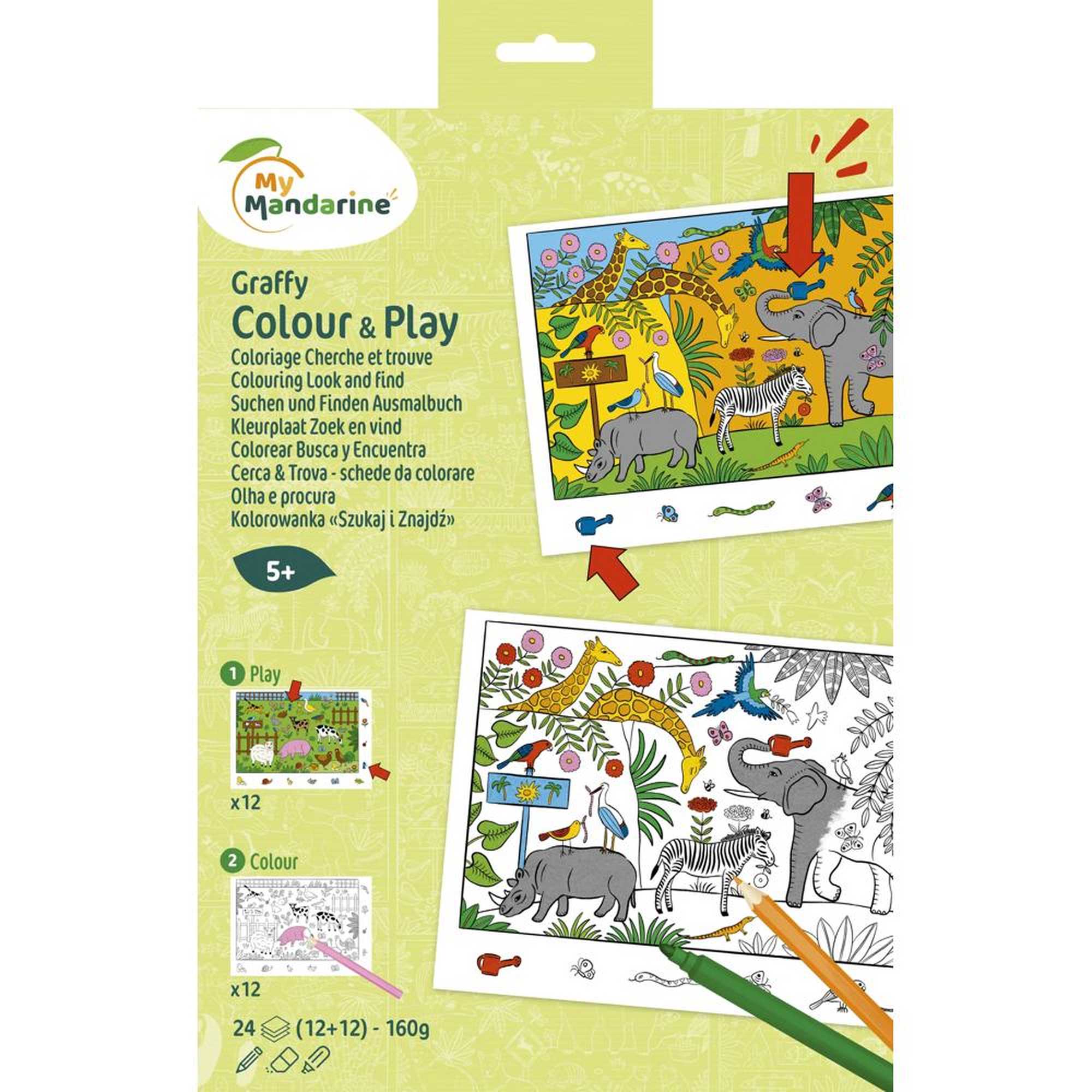 Livre de coloriage A4 Cherche et trouve, Zoo MY MANDARINE