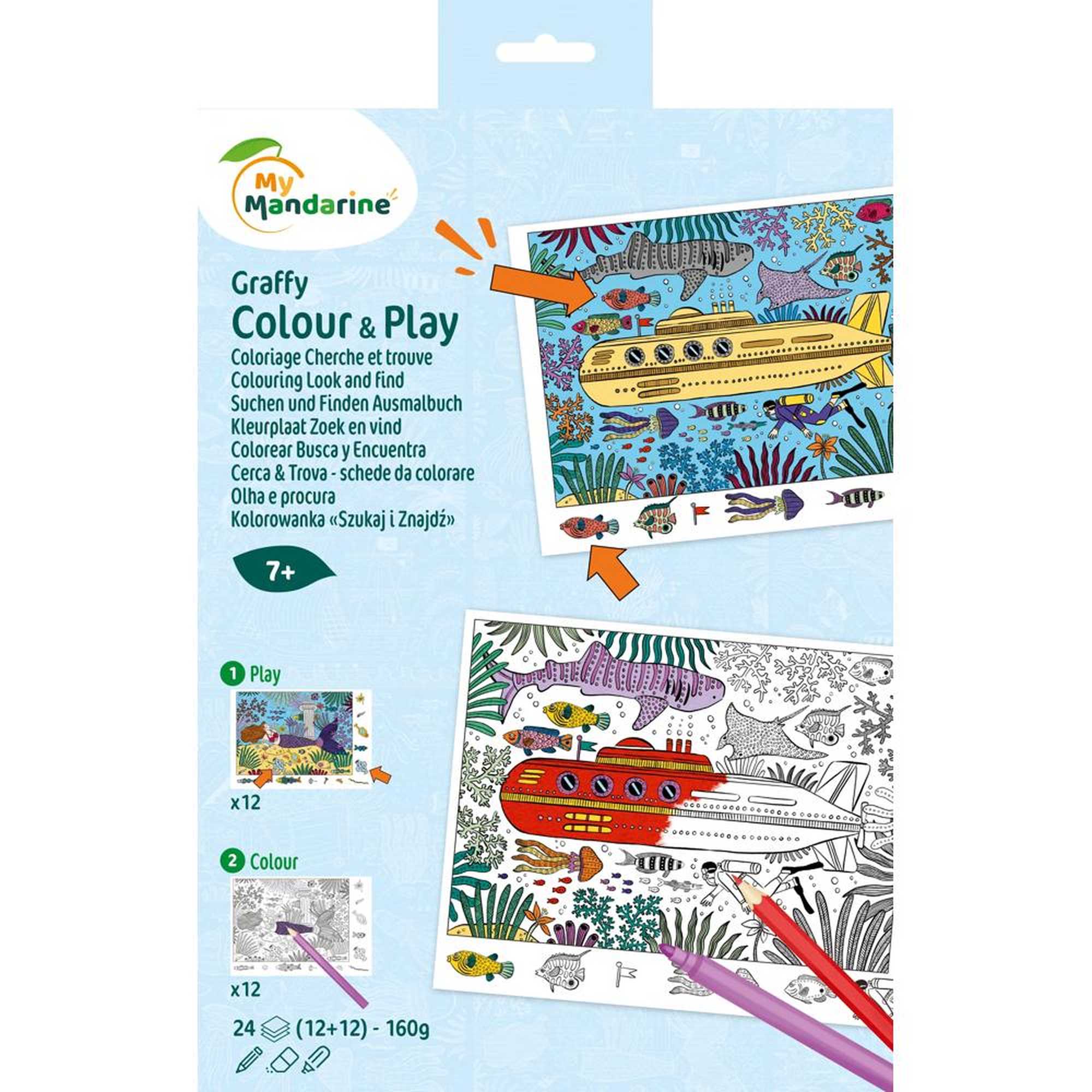 Livre de coloriage A4 Cherche et trouve, la mer MY MANDARINE