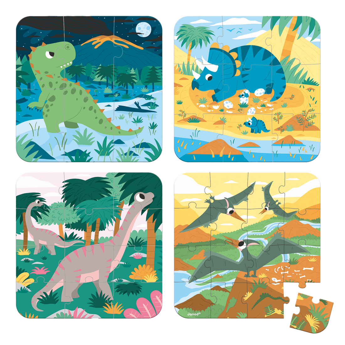 4 EN 1 CASSE-TÊTE PROGRESSIFS - DINOSAURES JANOD PUZZLES
