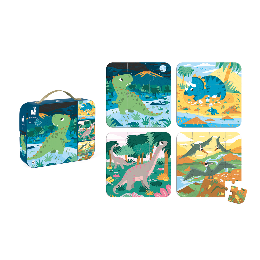 4 EN 1 CASSE-TÊTE PROGRESSIFS - DINOSAURES JANOD PUZZLES