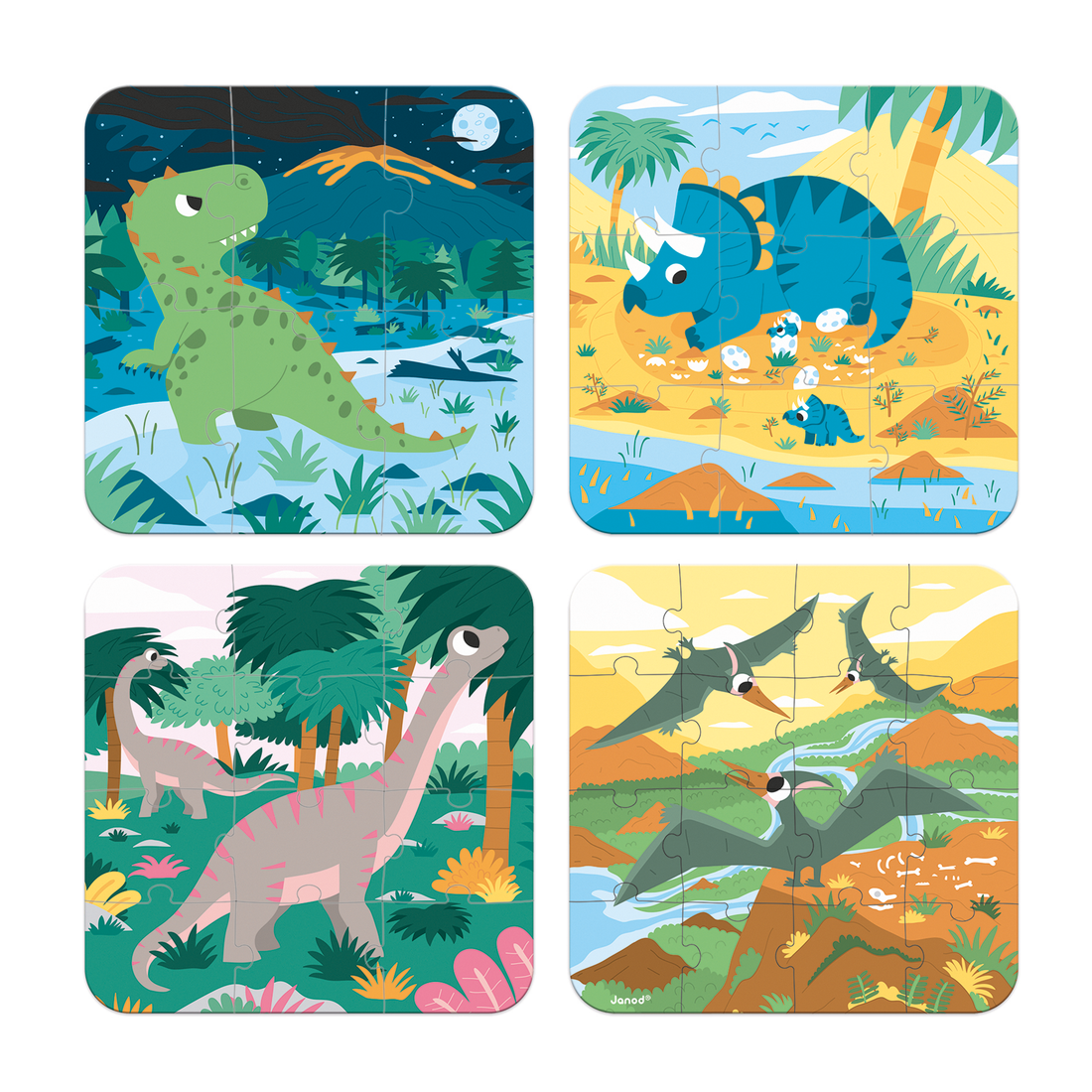 4 EN 1 CASSE-TÊTE PROGRESSIFS - DINOSAURES JANOD PUZZLES