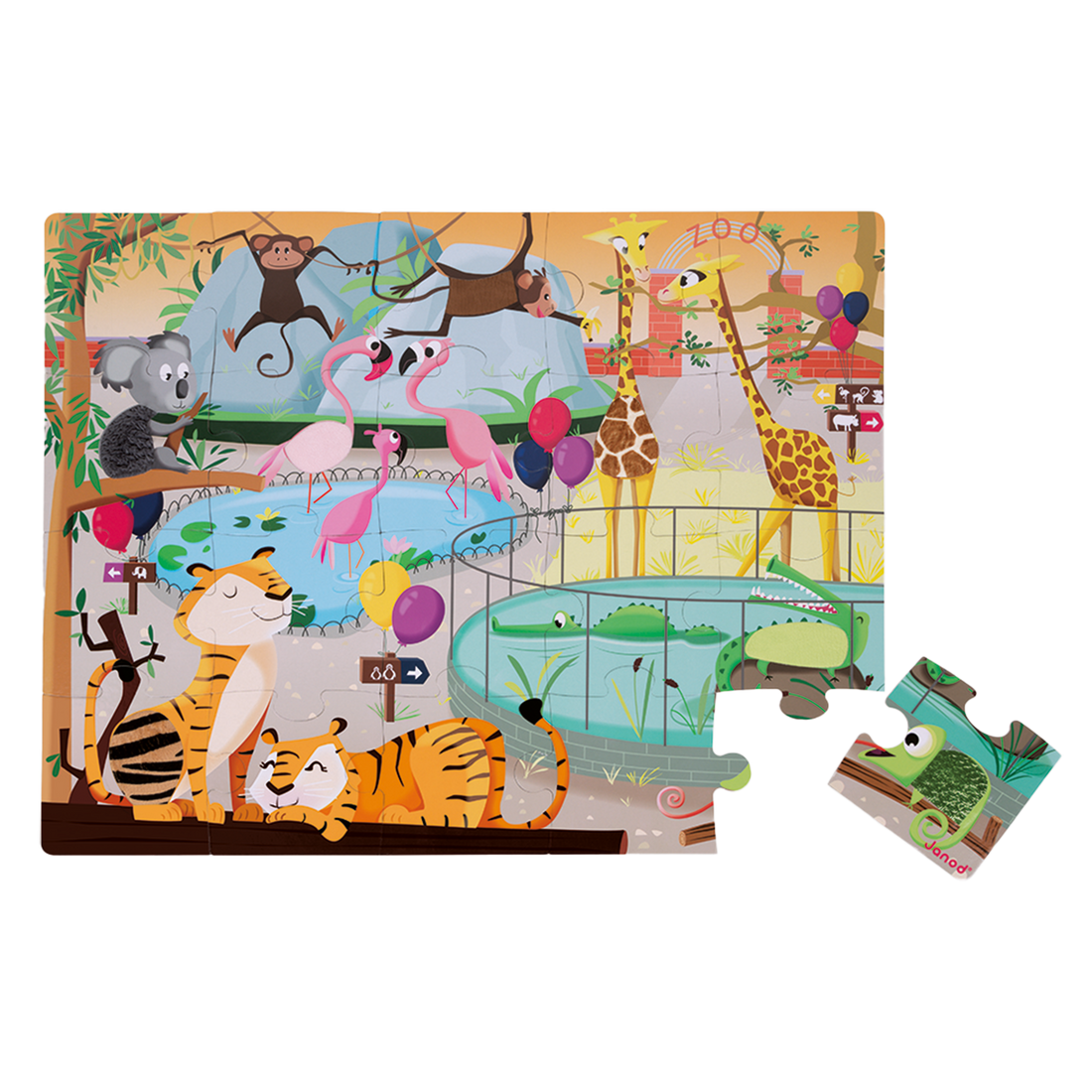 PZ20- TACTILE - UNE JOURNÉE AU ZOO JANOD PUZZLES