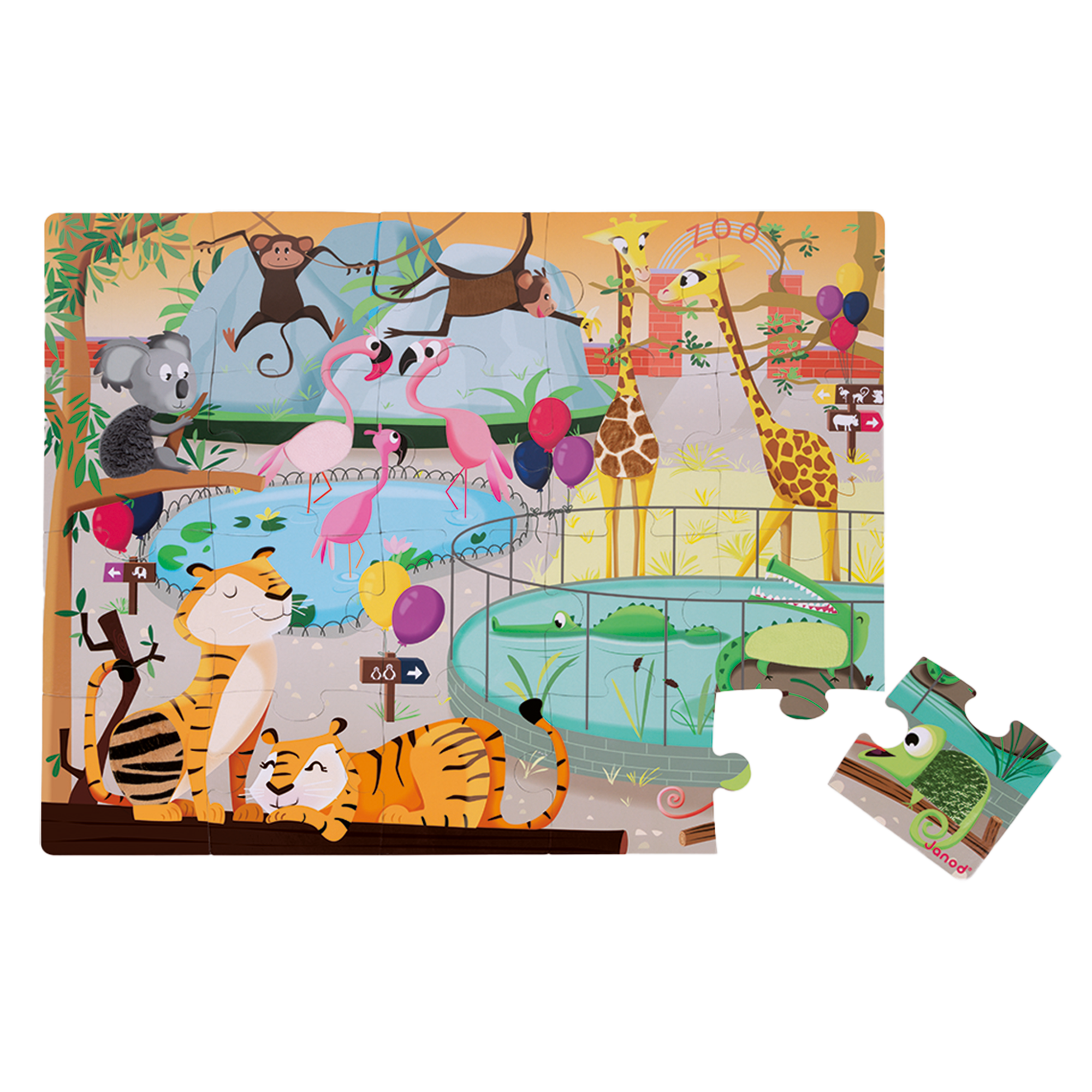 PZ20- TACTILE - UNE JOURNÉE AU ZOO JANOD PUZZLES