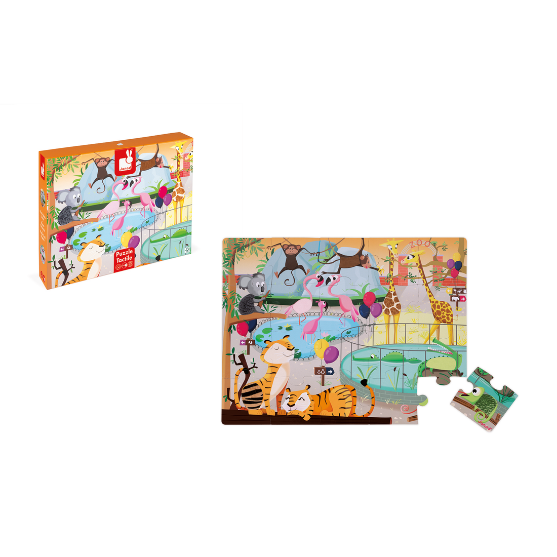 PZ20- TACTILE - UNE JOURNÉE AU ZOO JANOD PUZZLES