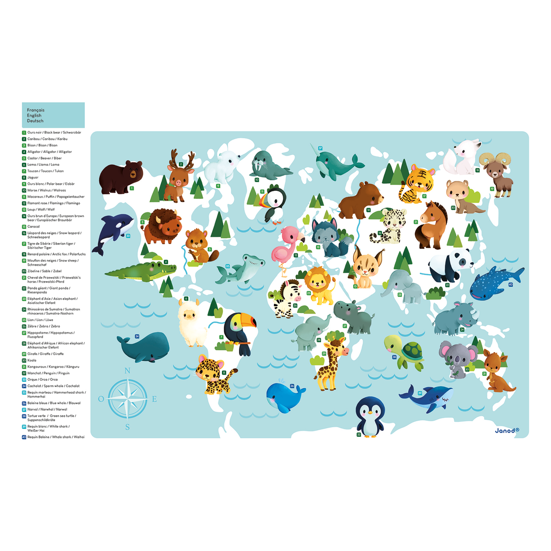 MINIKIDS - CARTE DU MONDE MAGNÉTIQUE JANOD