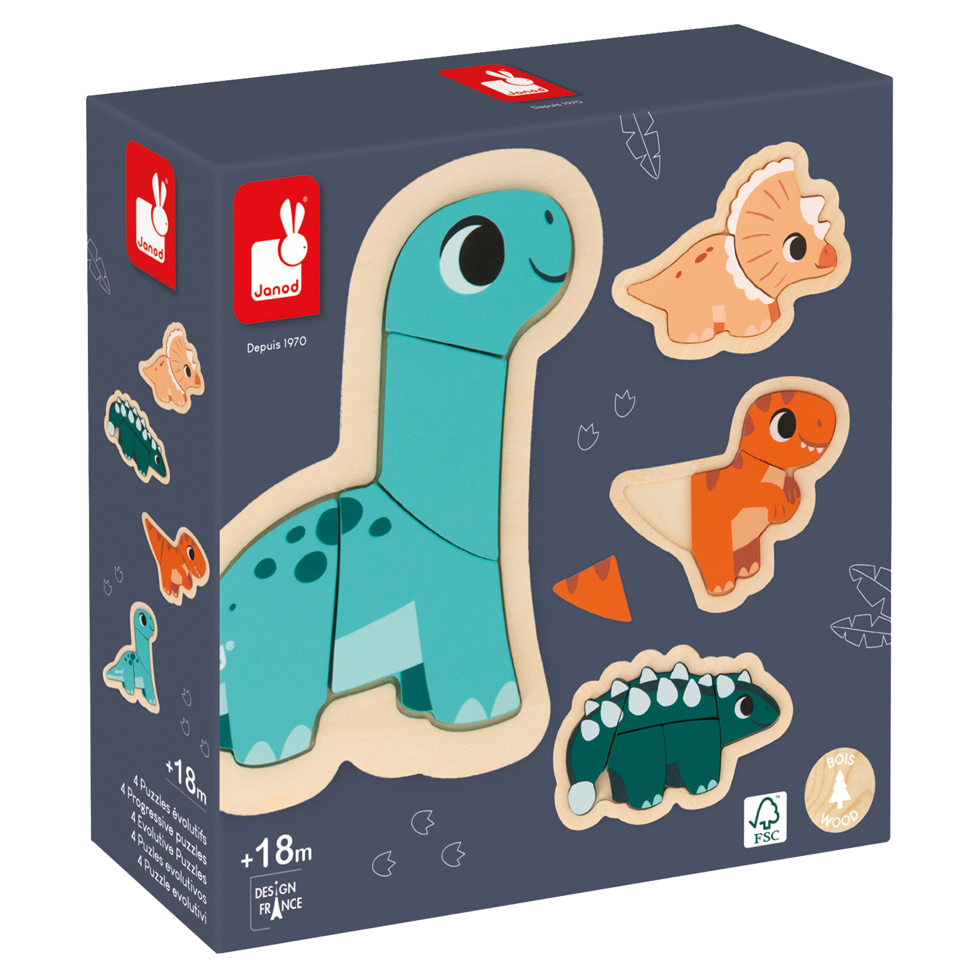 DINO - 4 PUZZLES EVOLUTIFS DINO JANOD PUZZLES