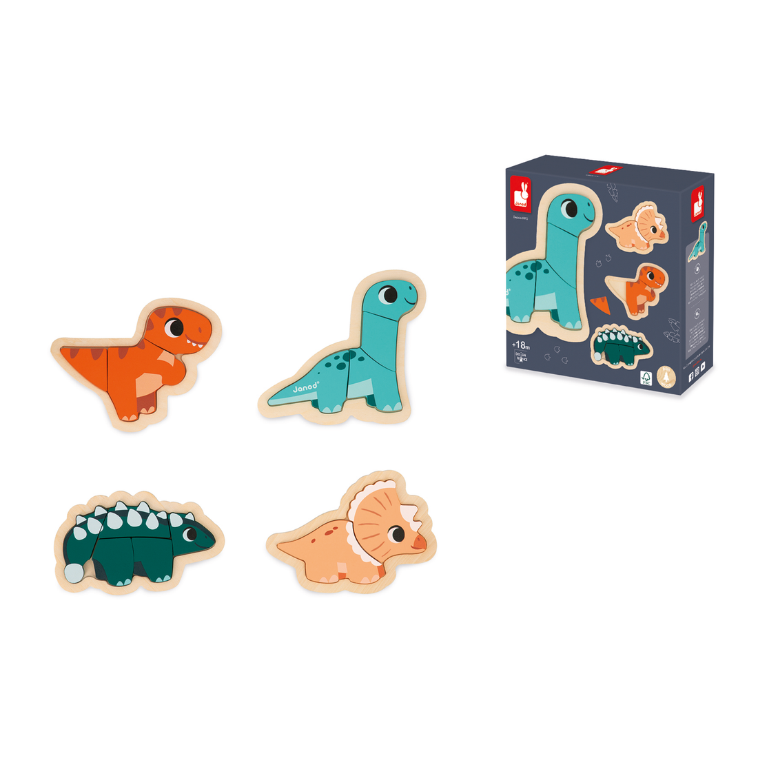 DINO - 4 PUZZLES EVOLUTIFS DINO JANOD PUZZLES