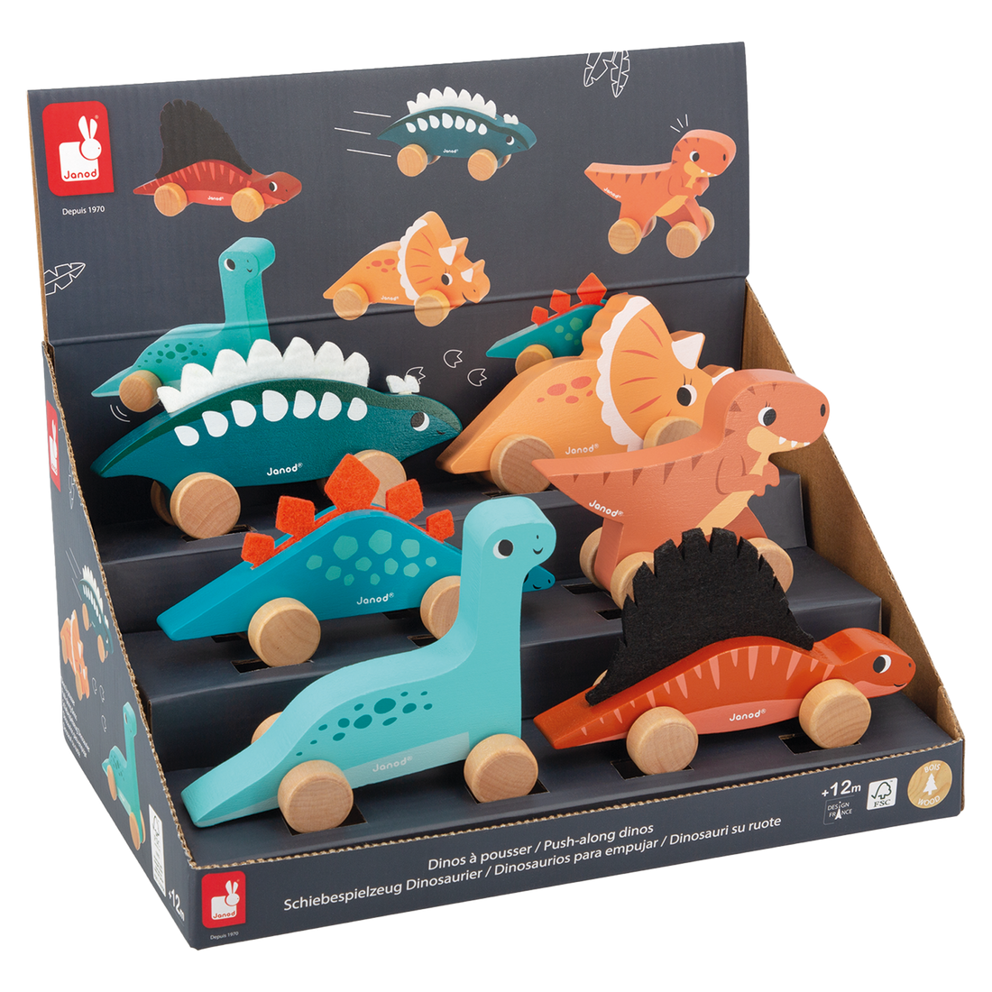 DINO - DINOS À POUSSER (VENDU 6 UNITÉS - 6 MODÈLES) JANOD
