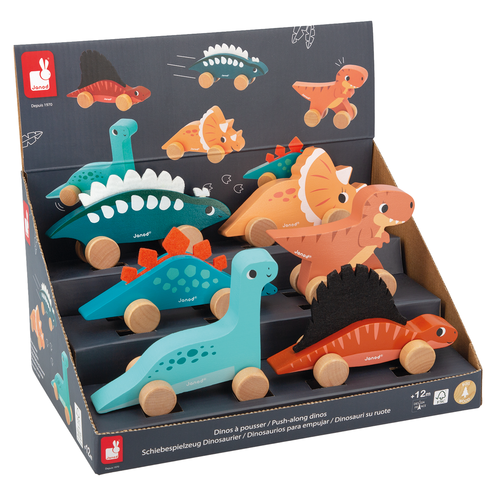 DINO - DINOS À POUSSER (VENDU 6 UNITÉS - 6 MODÈLES) JANOD