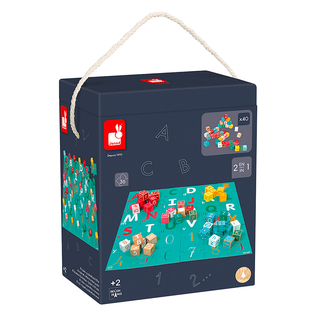 KUBIX SET DE 40 BLOCS LETTRES & CHIFFRES JANOD