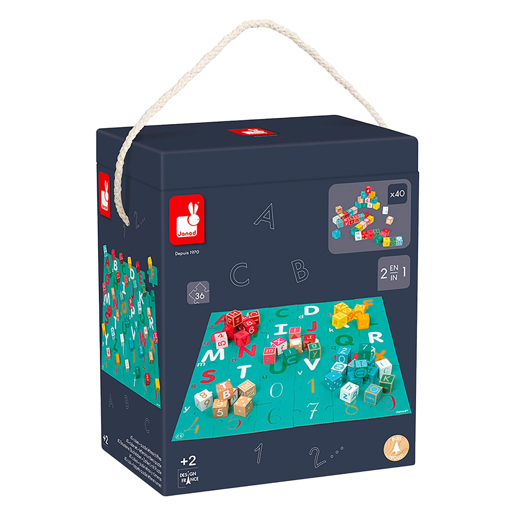 KUBIX SET DE 40 BLOCS LETTRES & CHIFFRES JANOD