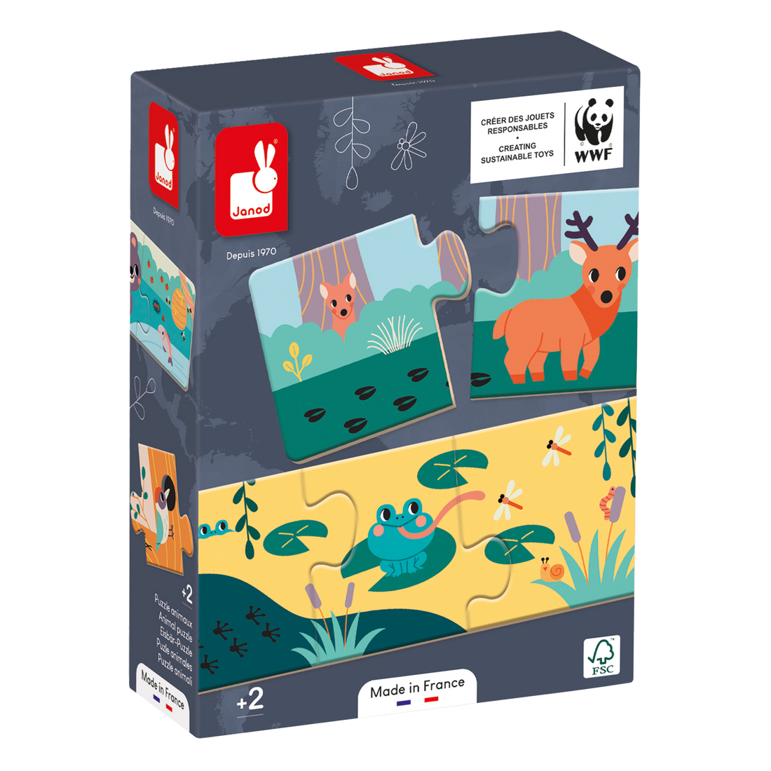 PZ3: ENS. 10 CASSE-TÊTE DE 3 pcs - EMPREINTES D'ANIMAUX JANOD PUZZLES