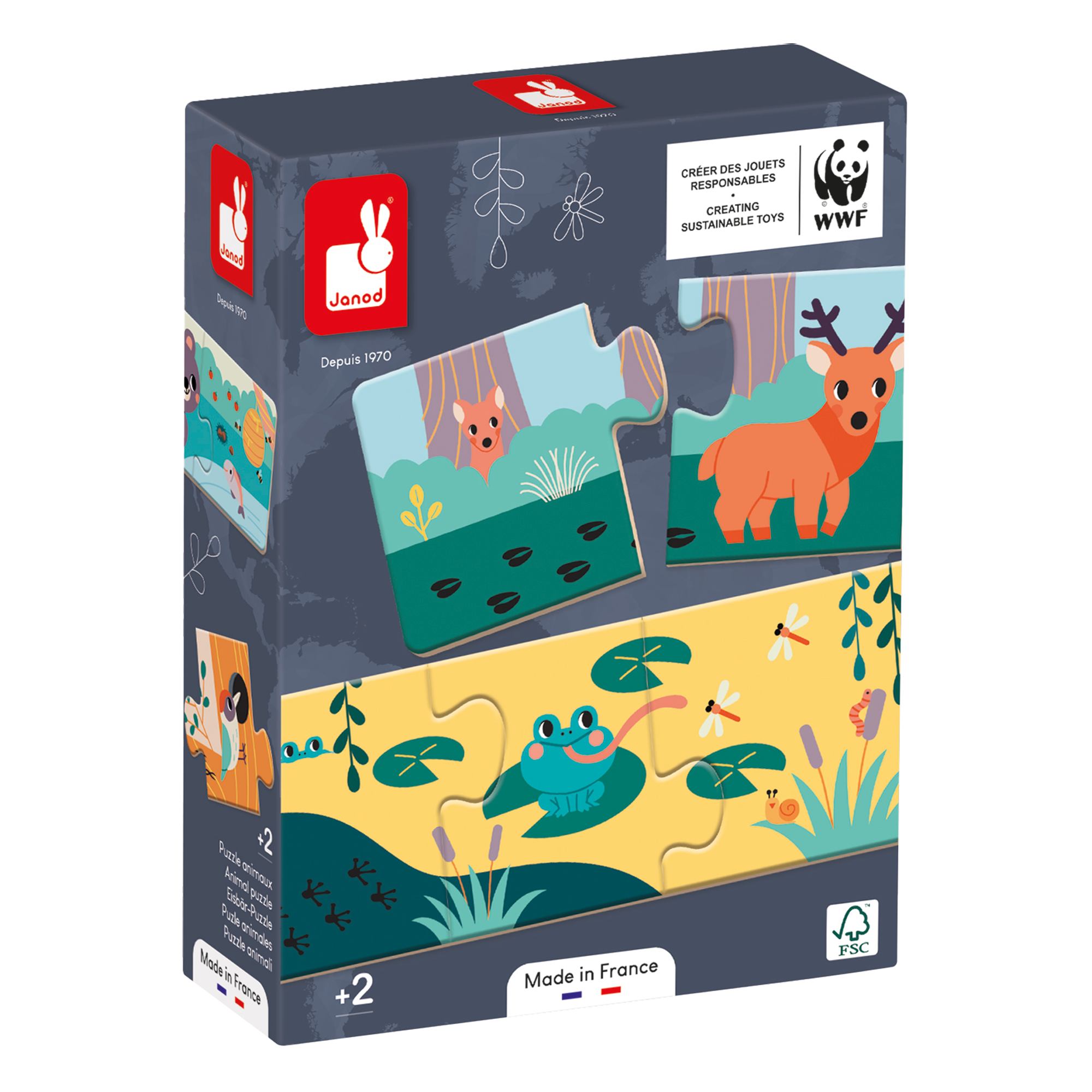 PZ3: ENS. 10 CASSE-TÊTE DE 3 pcs - EMPREINTES D'ANIMAUX JANOD PUZZLES