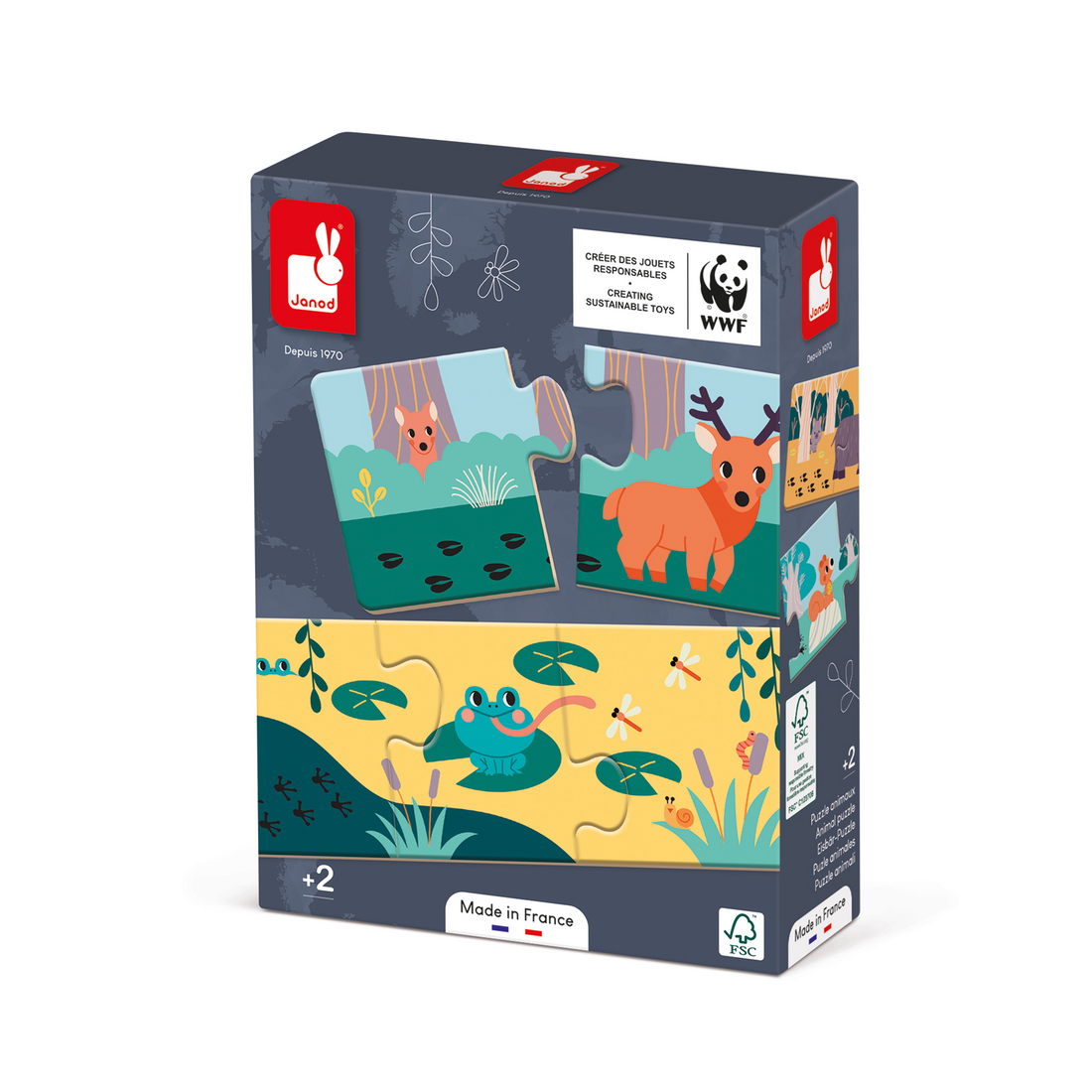 PZ3: ENS. 10 CASSE-TÊTE DE 3 pcs - EMPREINTES D'ANIMAUX JANOD PUZZLES