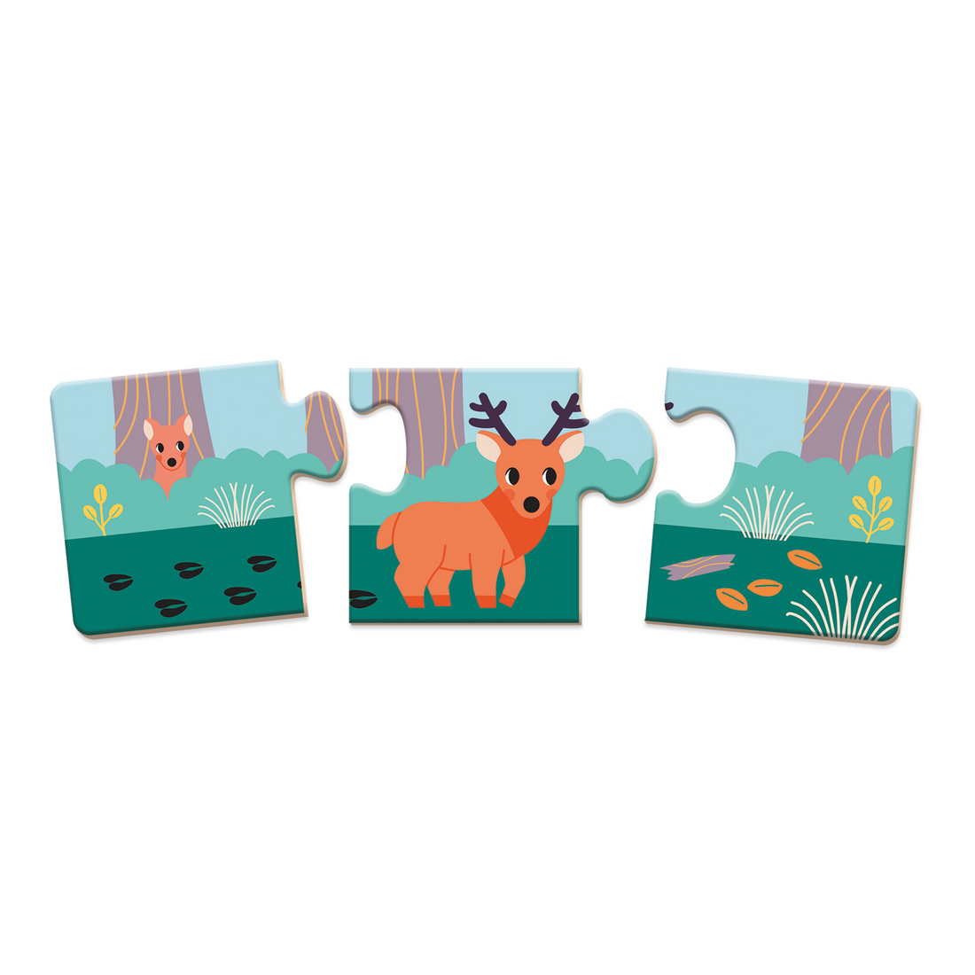 PZ3: ENS. 10 CASSE-TÊTE DE 3 pcs - EMPREINTES D'ANIMAUX JANOD PUZZLES